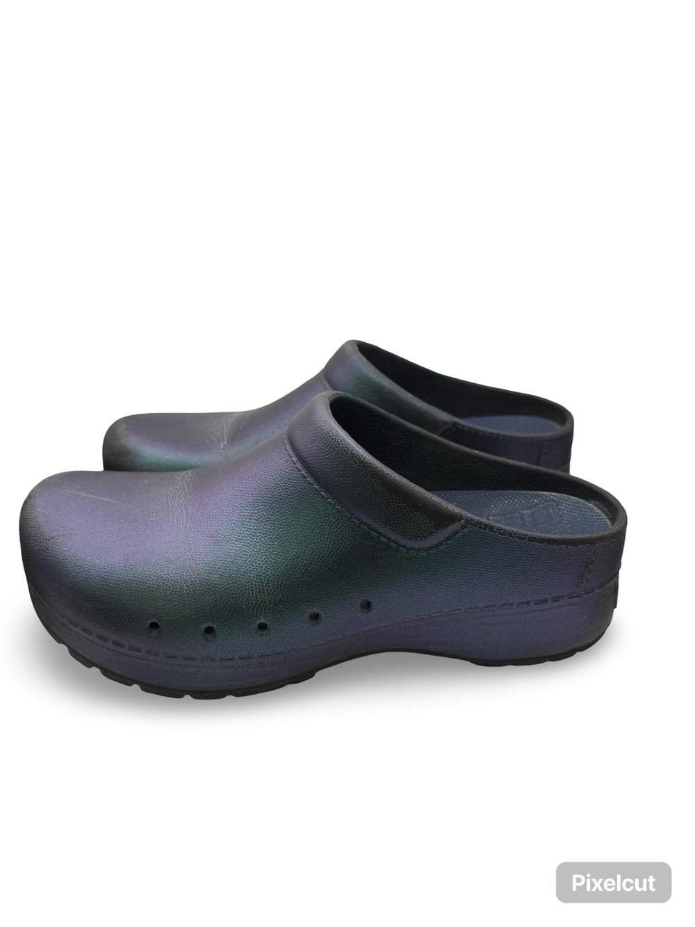 Dansko Iridescent Green and Purple Slip-On Clogs